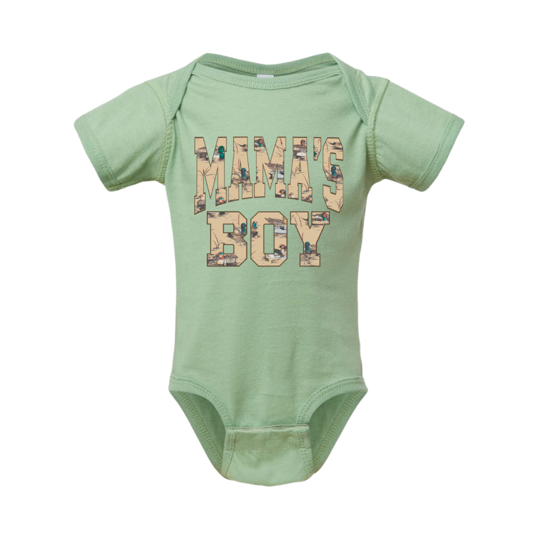 Duck Print Mama’s Boy onesie