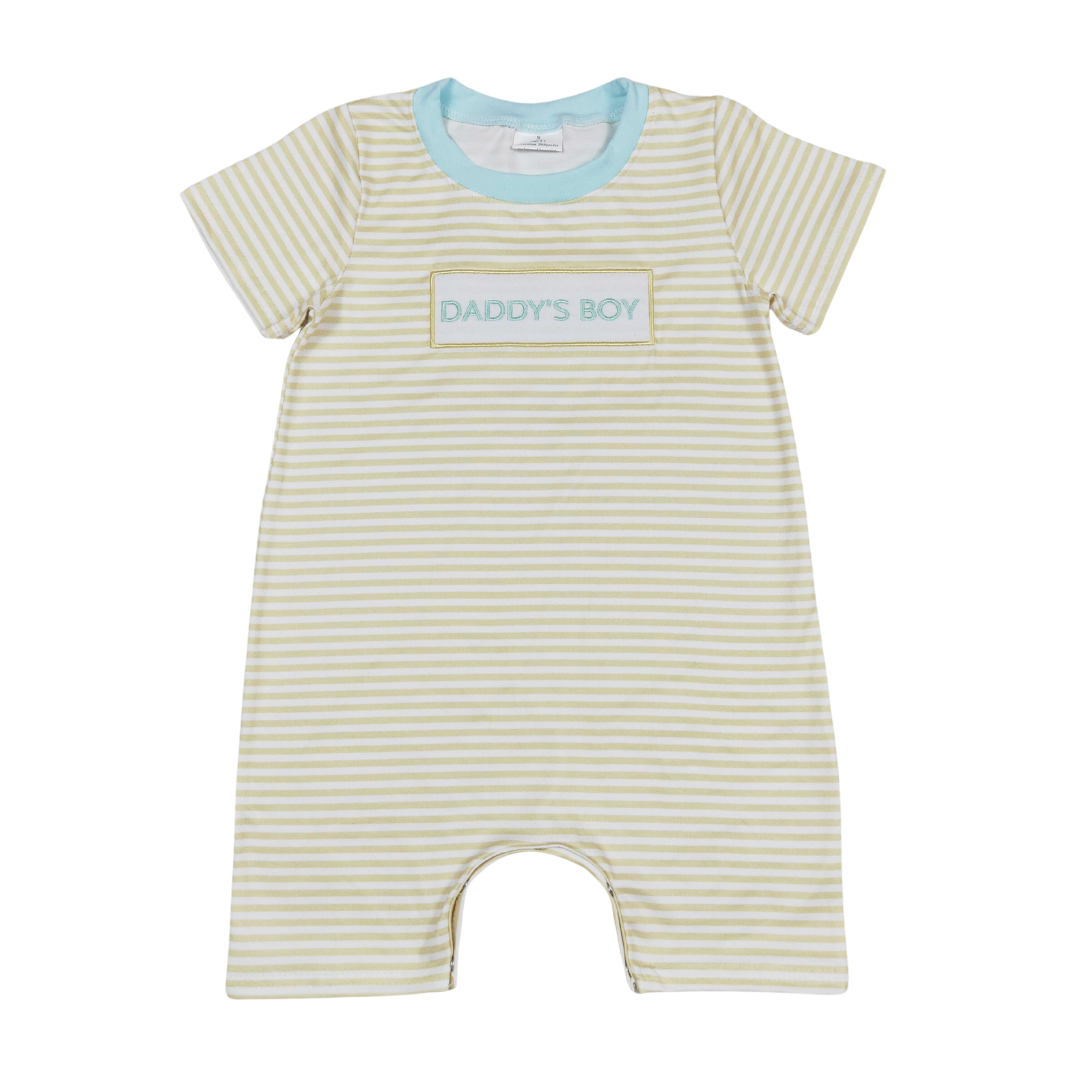 Yellow Striped Embroidered Daddy’s Boy Shortie