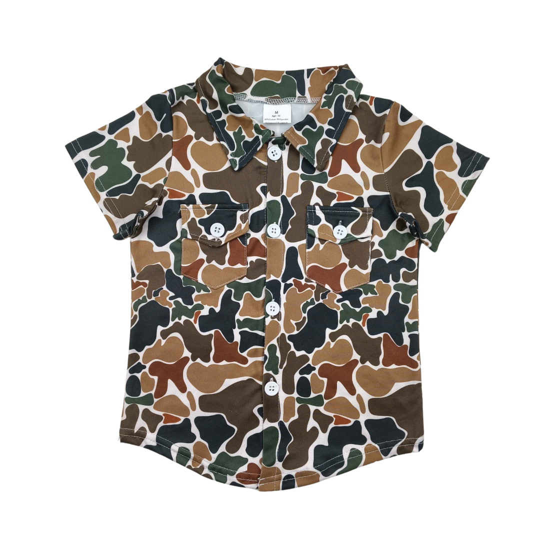 Retro Camo Button Up