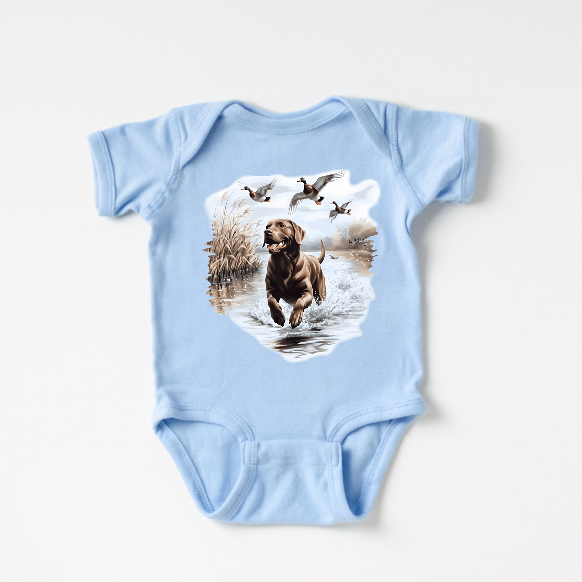 Duck Dog Onesie - Light Blue