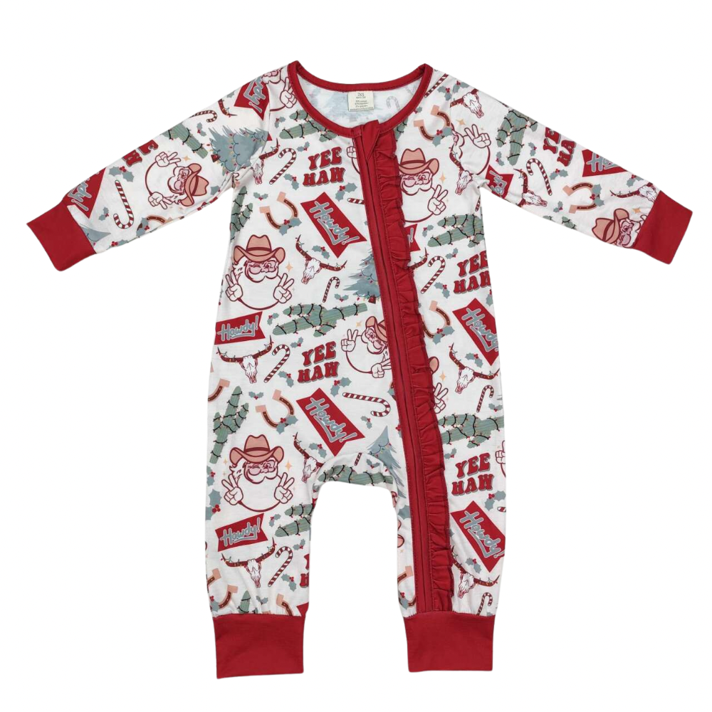 Howdy Christmas Ruffle Romper