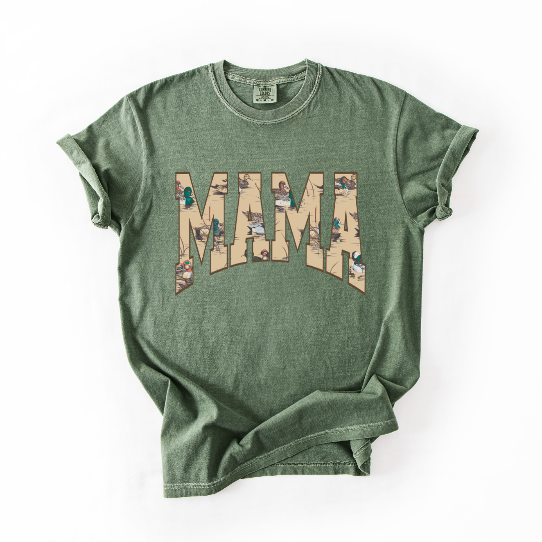 Duck Print MAMA Comfort Colors Tee - Moss