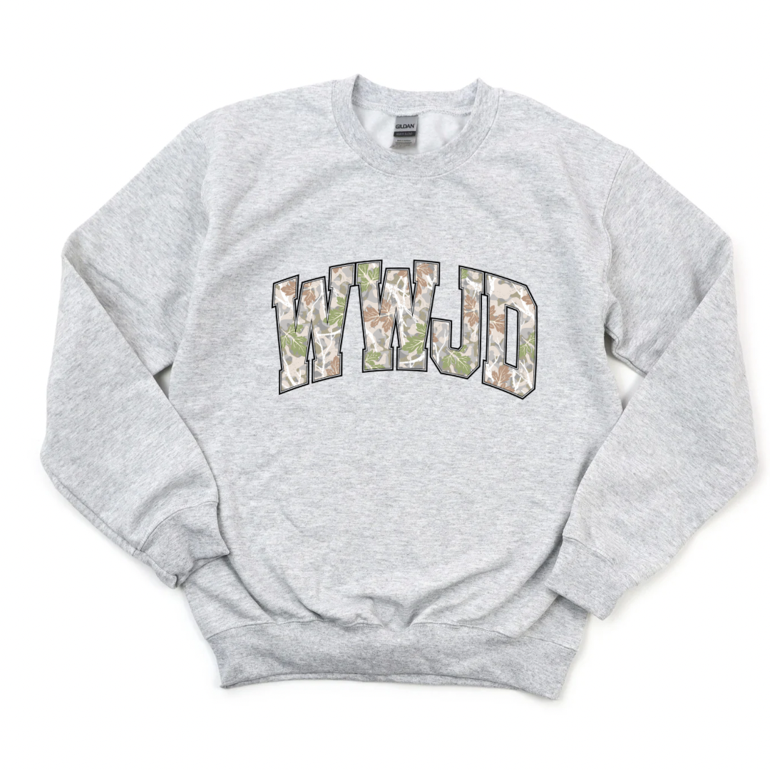 Camo WWJD crewneck - Ash