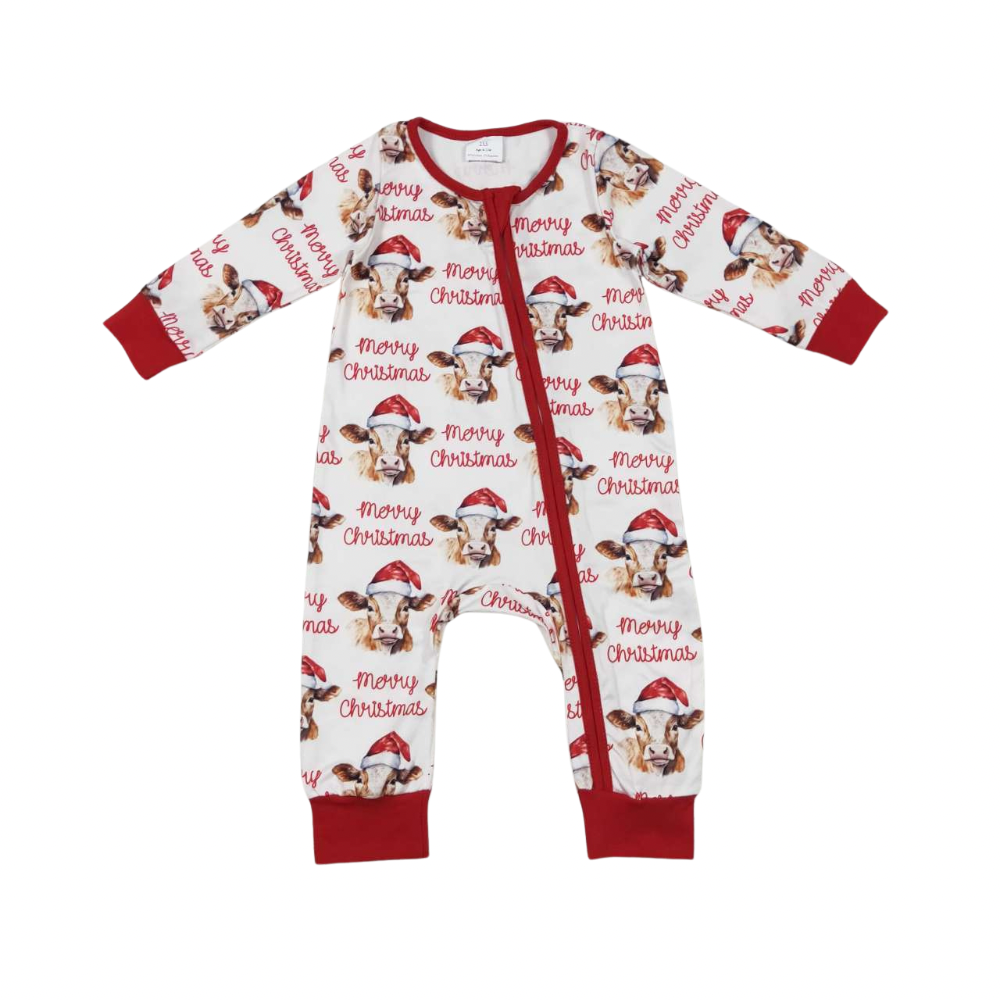 Merry Christmas Cow Romper