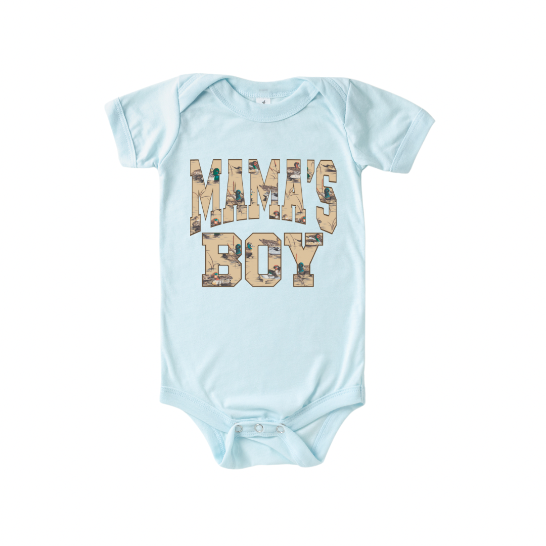 Mama’s Boy Duck Print Onesie - Blue