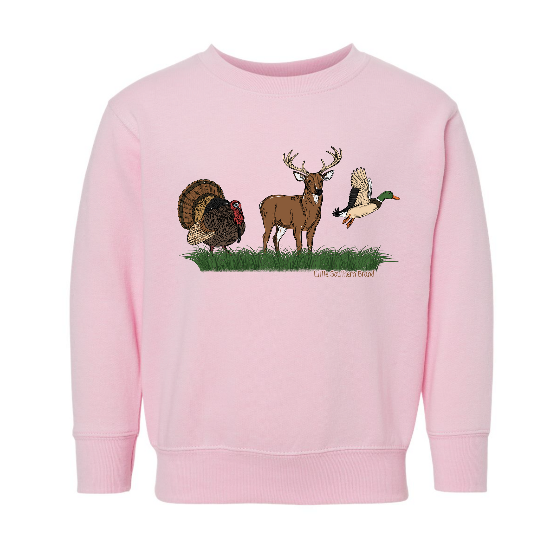 Turkey, Deer, Duck Crewneck - Pink