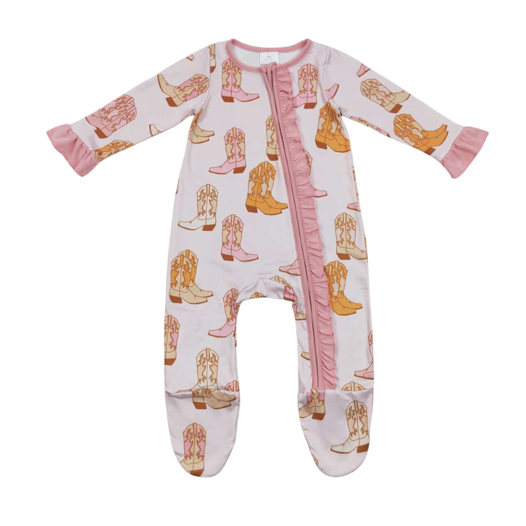 Cowgirl Boots Ruffle Footie