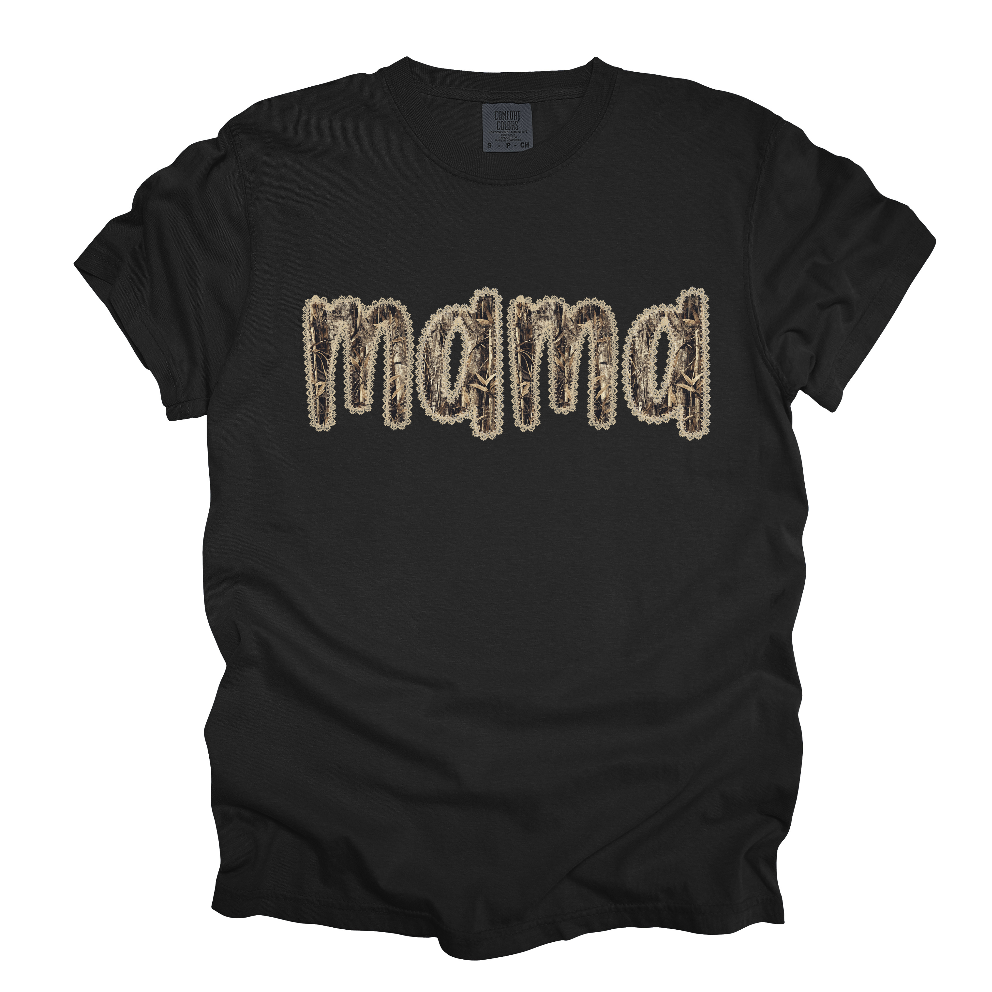 Lace Real Tree Camo MAMA Graphic Tee - Black