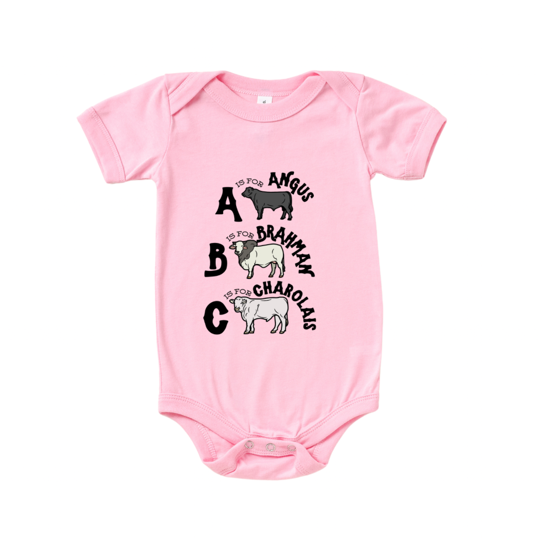 ABC Cows Pink Onesie