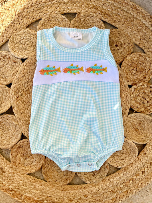 Embroidered Fish bubble romper