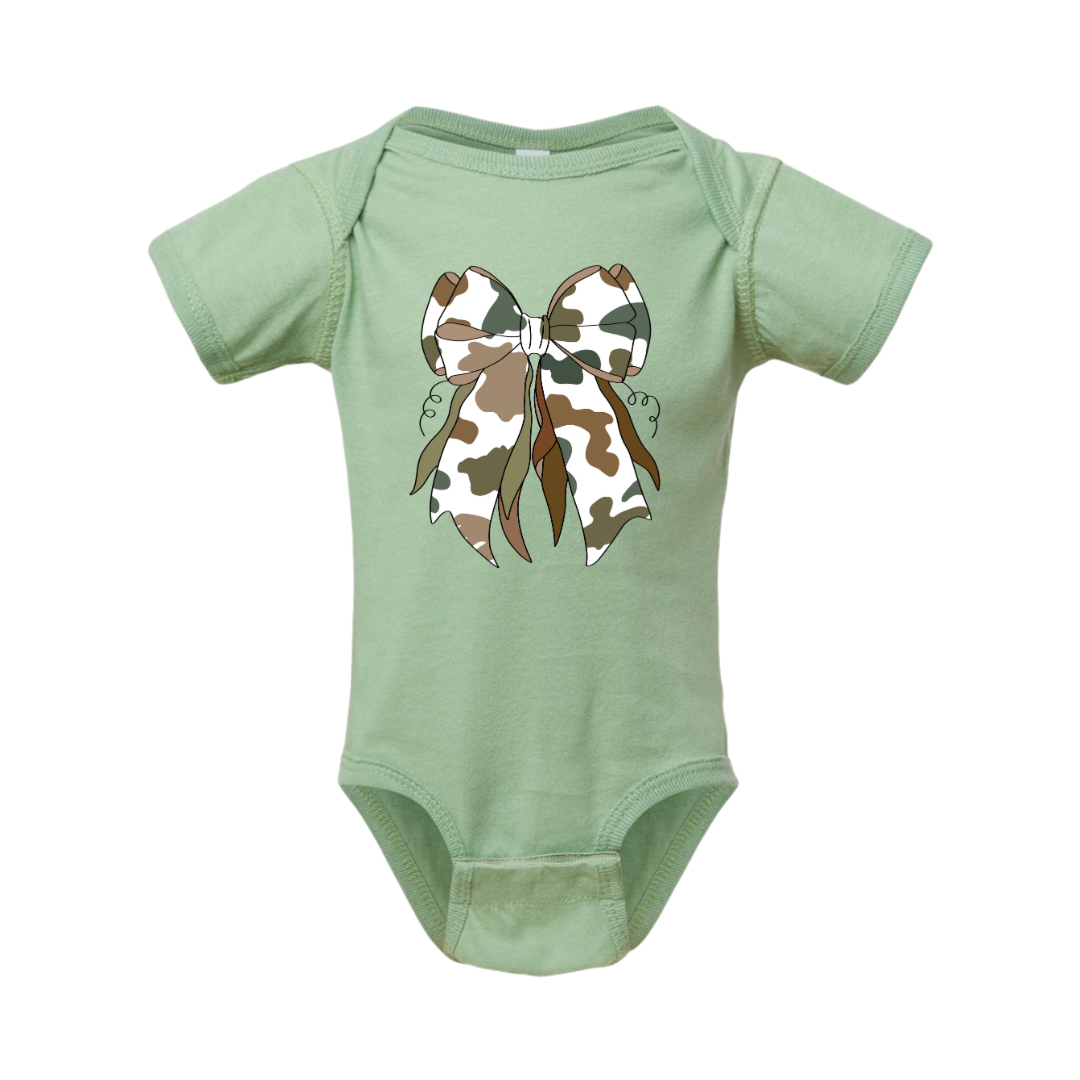 Camo Bow Sage Onesie