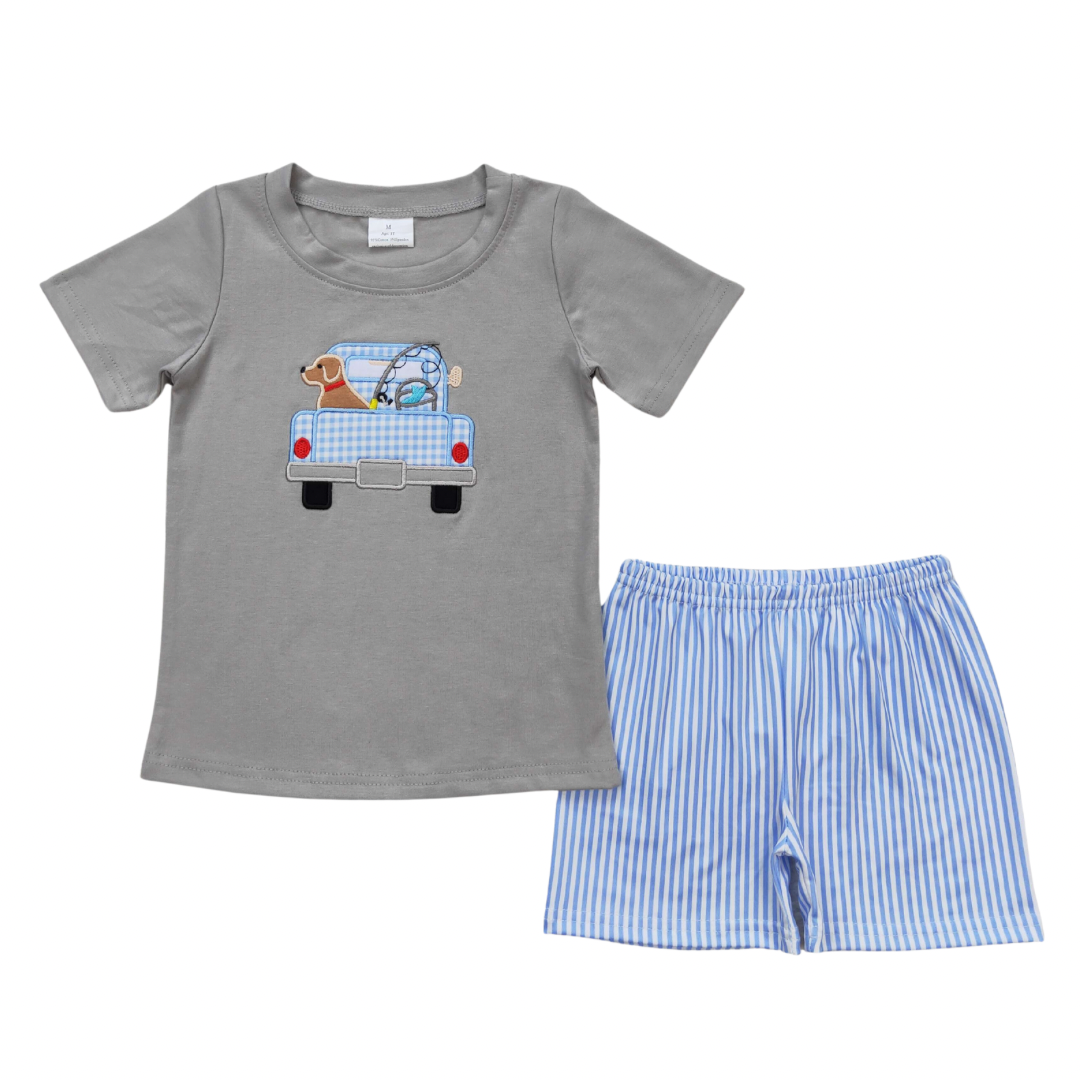 Embroidered Puppy Fishing Set