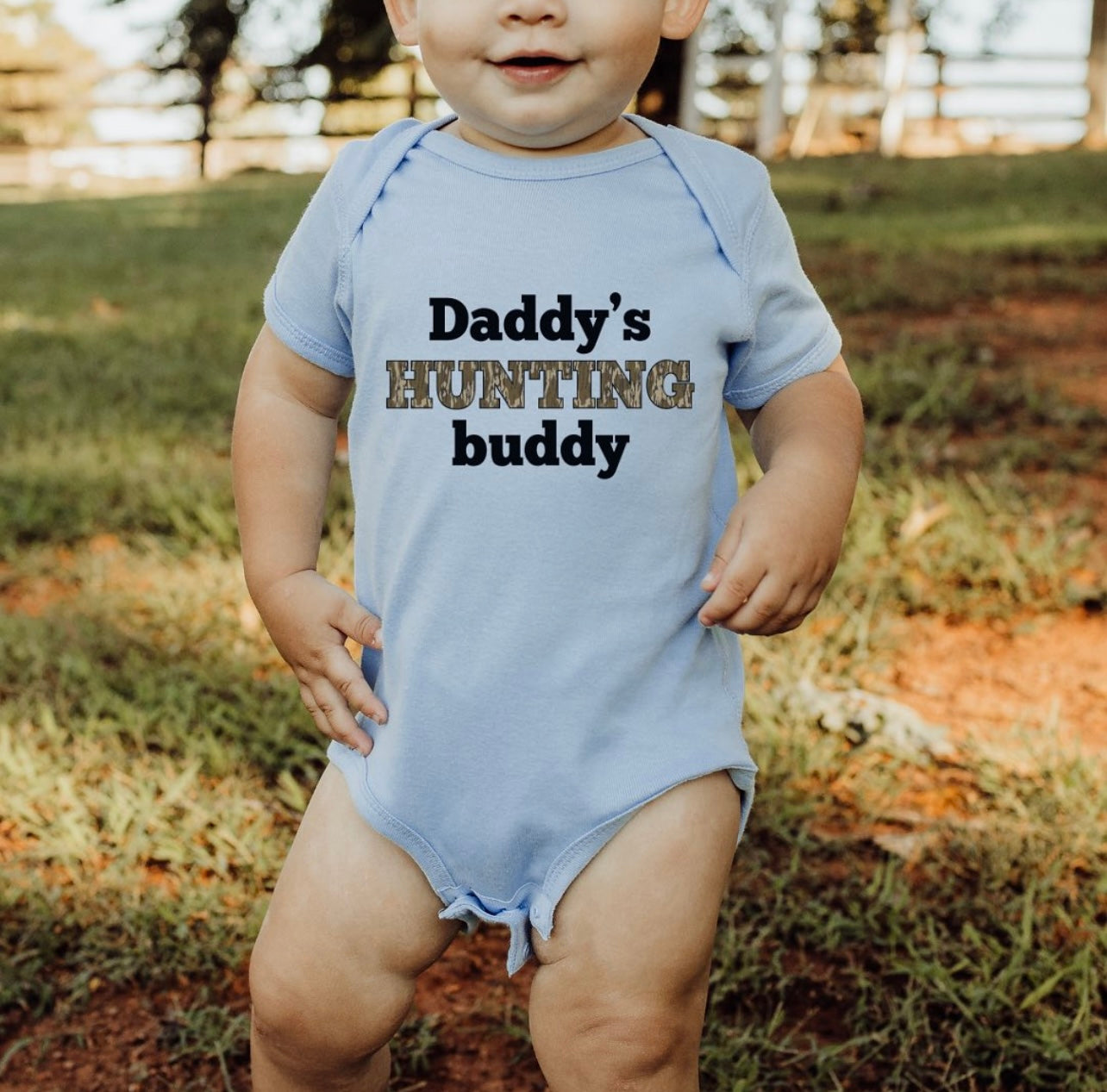 Daddy’s Hunting Buddy Light Blue Onesie