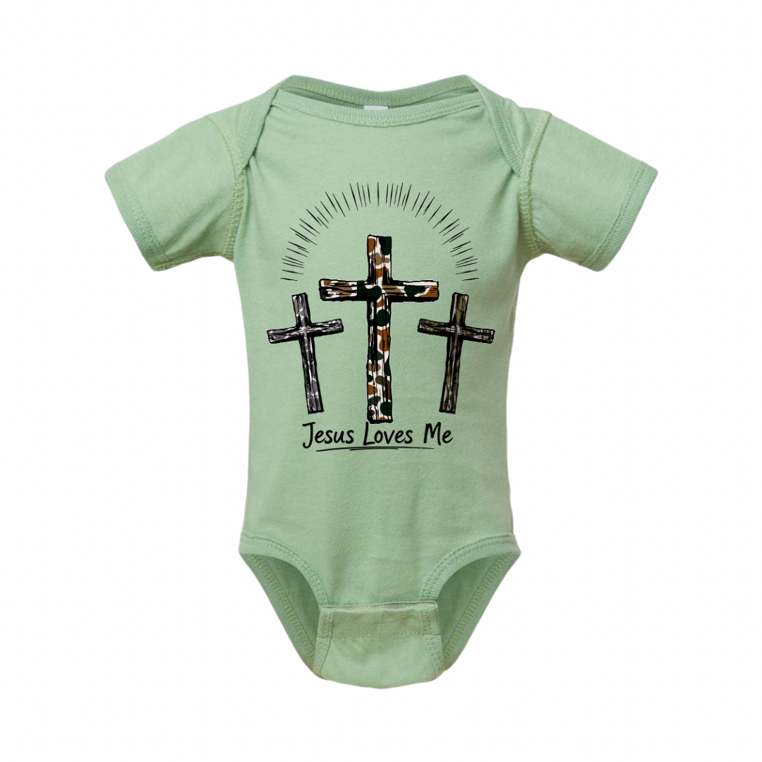Jesus Loves Me Onesie - Sage
