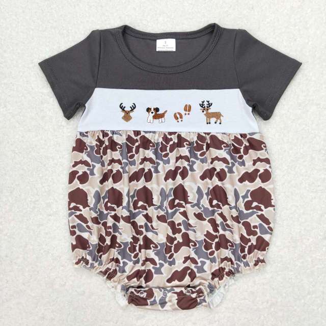 Embroidered Deer & Puppy Bubble Romper