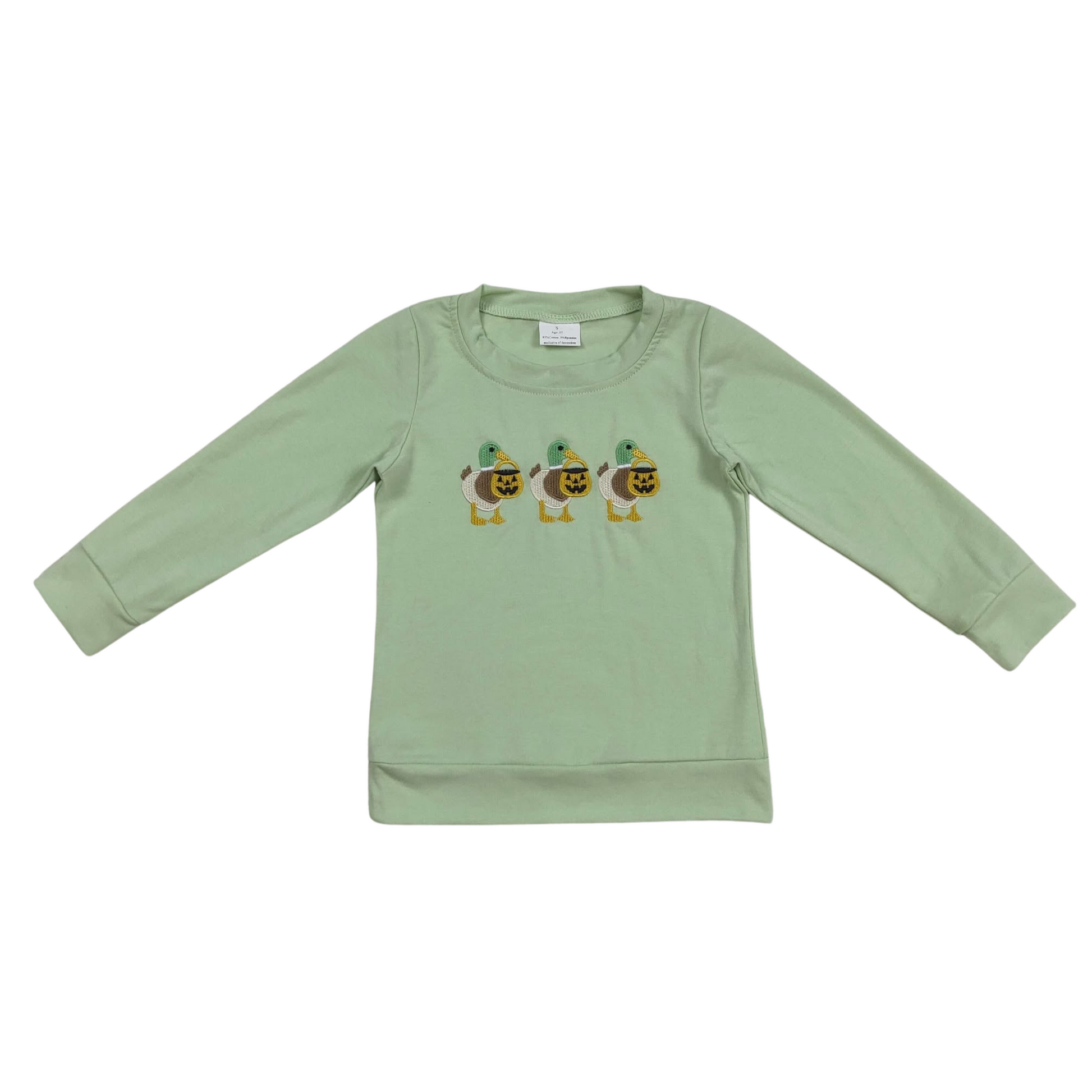 Embroidered Halloween Mallards LS Top