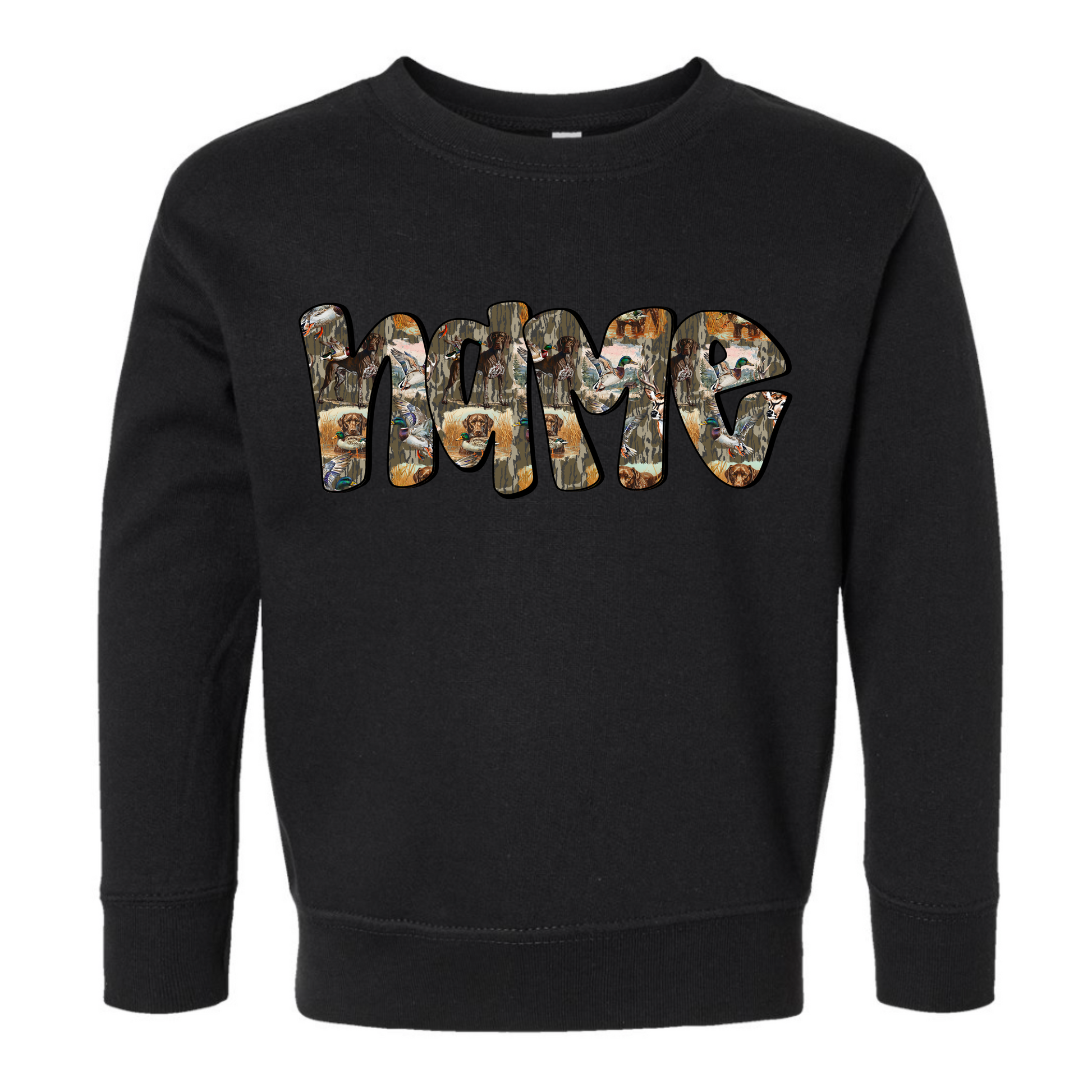 Camo Hunting Dog Name Crewneck - Custom