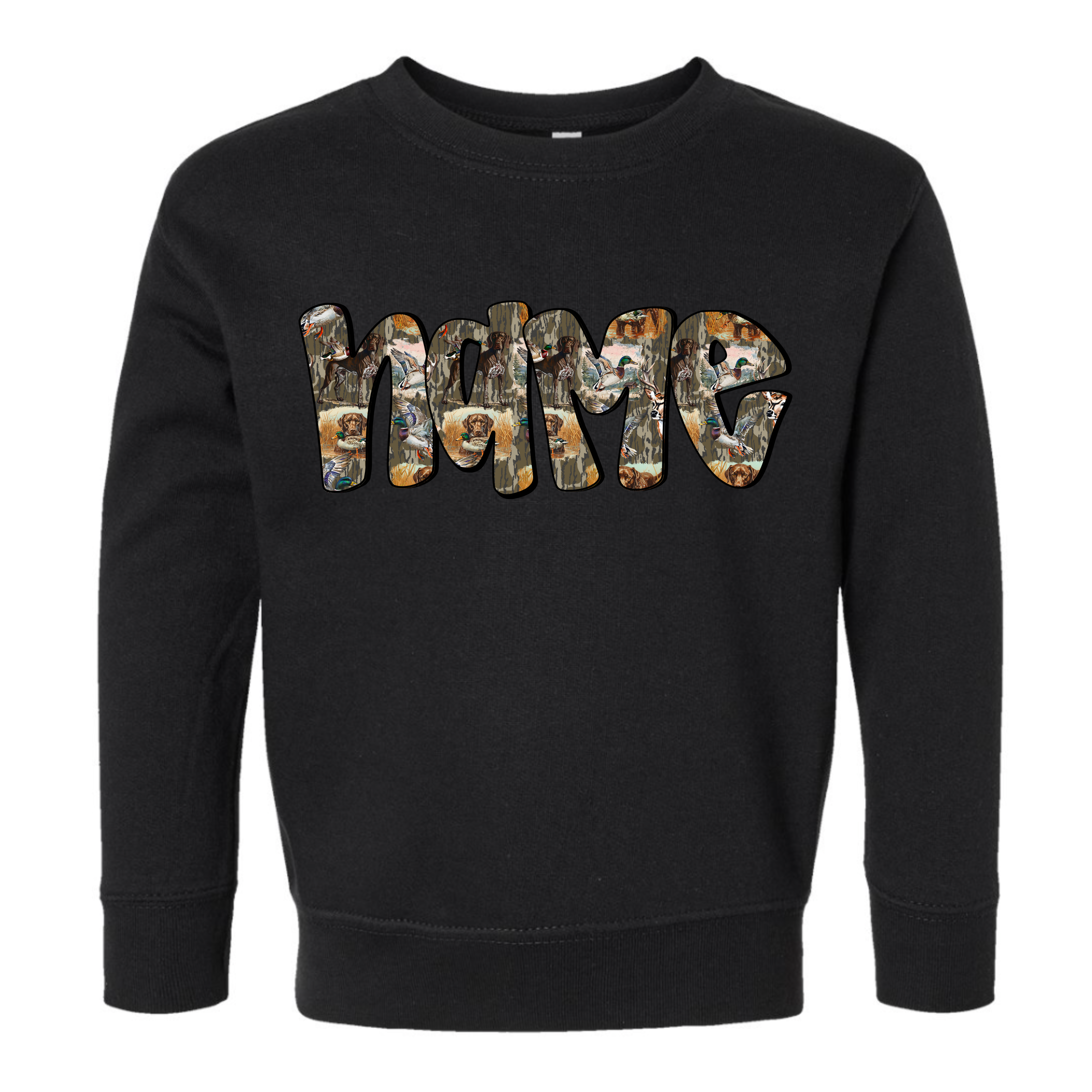 Camo Hunting Dog Name Crewneck - Custom