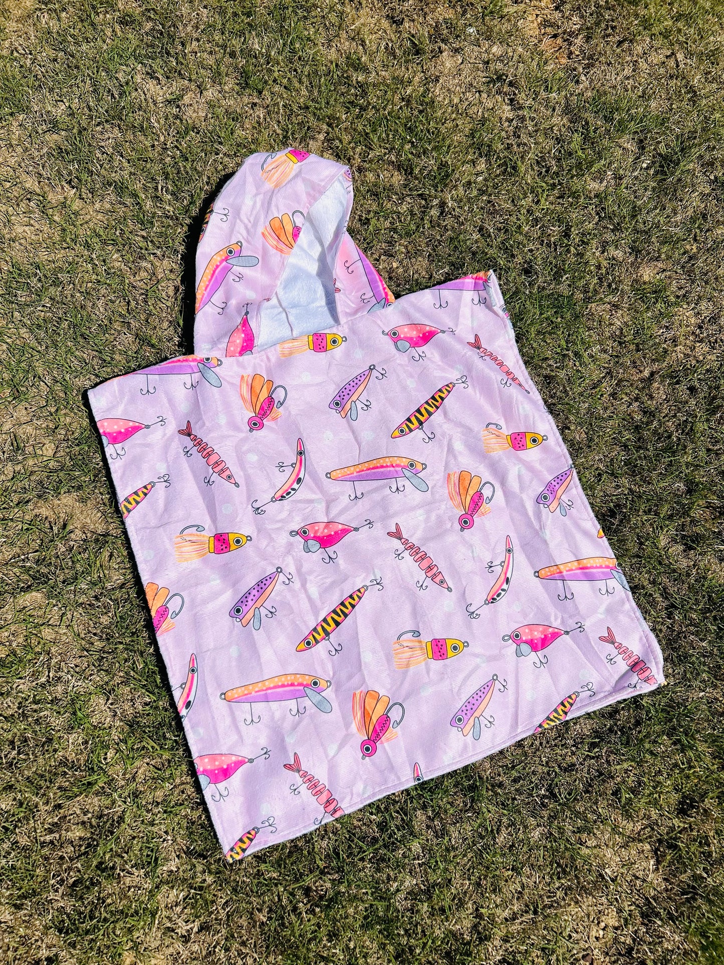 Pink Fishing Lures Hooded Towel