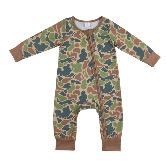 Brown Camo Zippy Romper