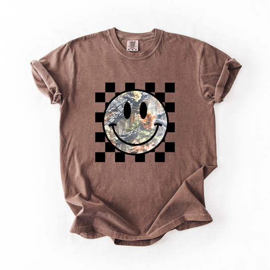 Tree Camo Smiley Comfort Colors Tee