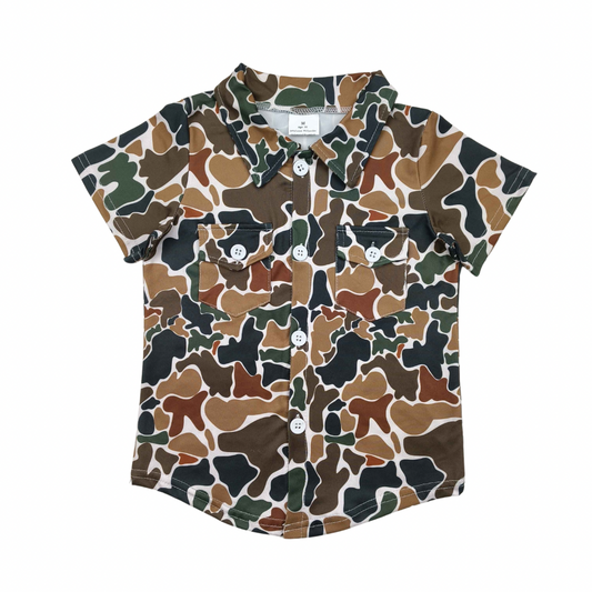 Retro Camo Button Up