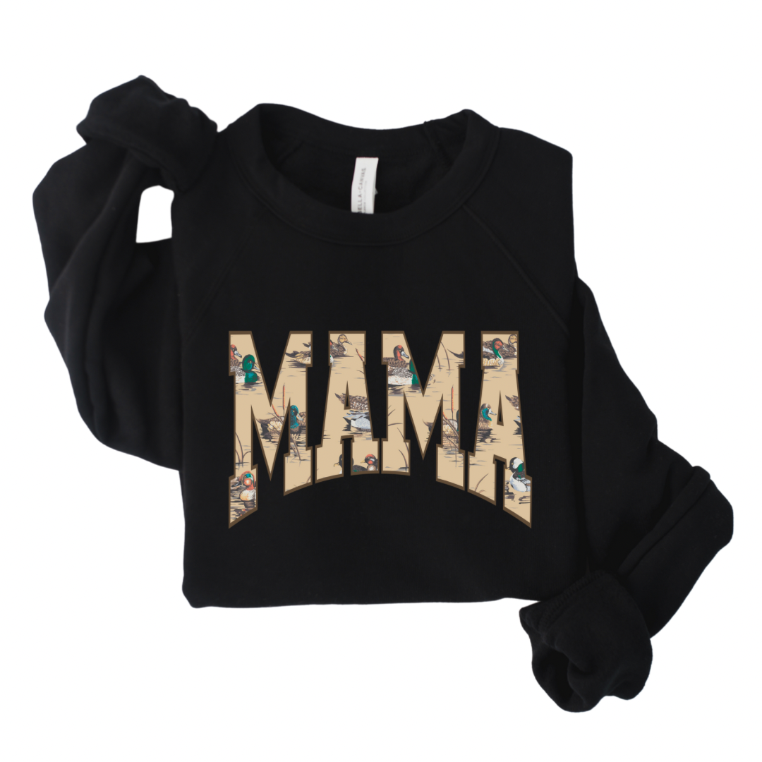 Duck Print Mama Crewneck - Black