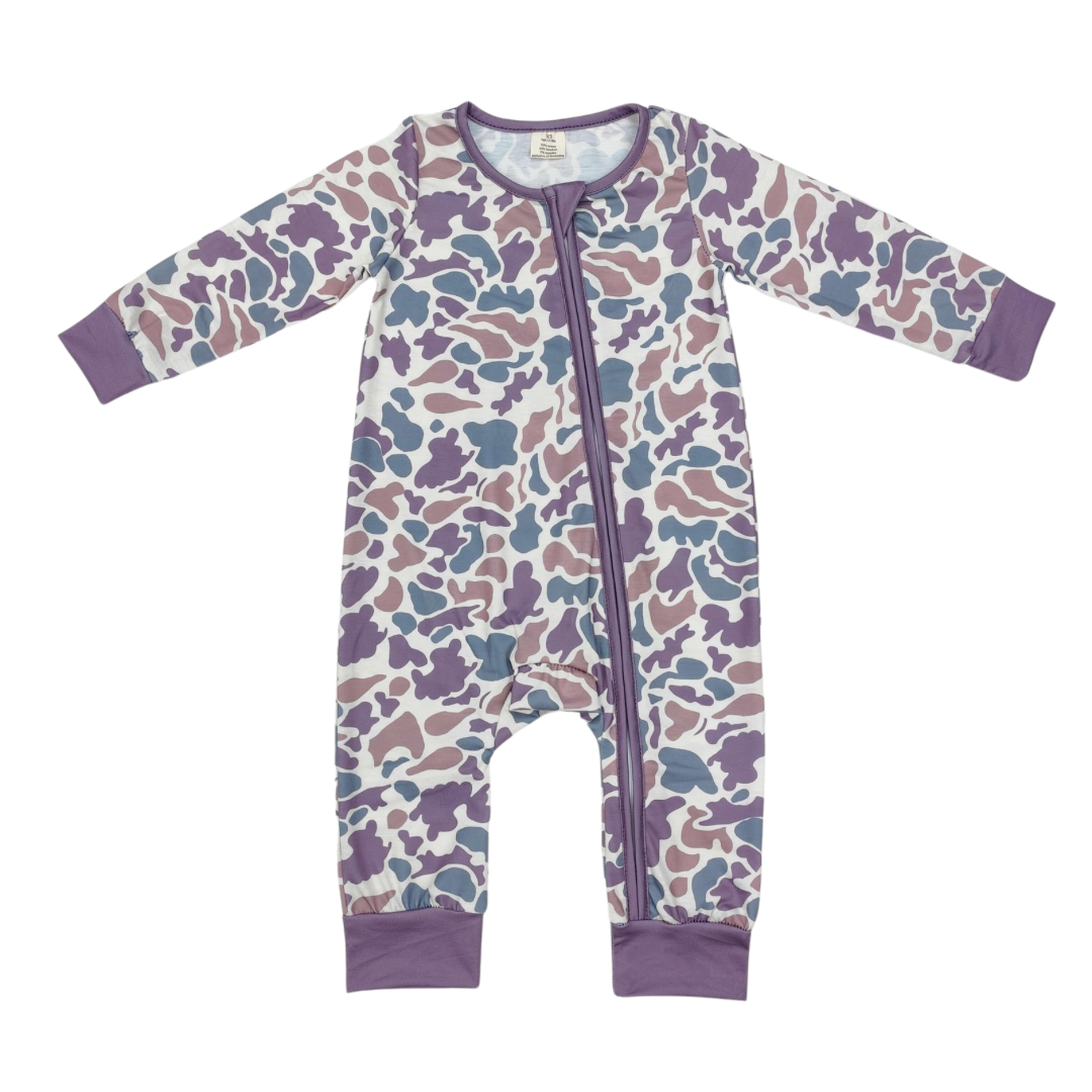 Purple Camo Zippy Romper