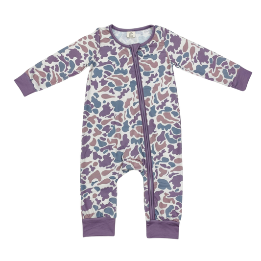 Purple Camo Zippy Romper