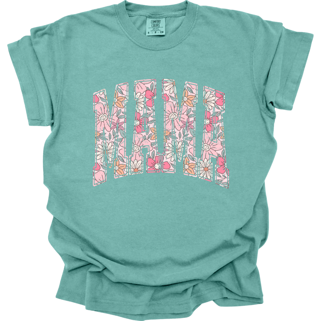 Floral Mama Graphic Tee - Seafoam