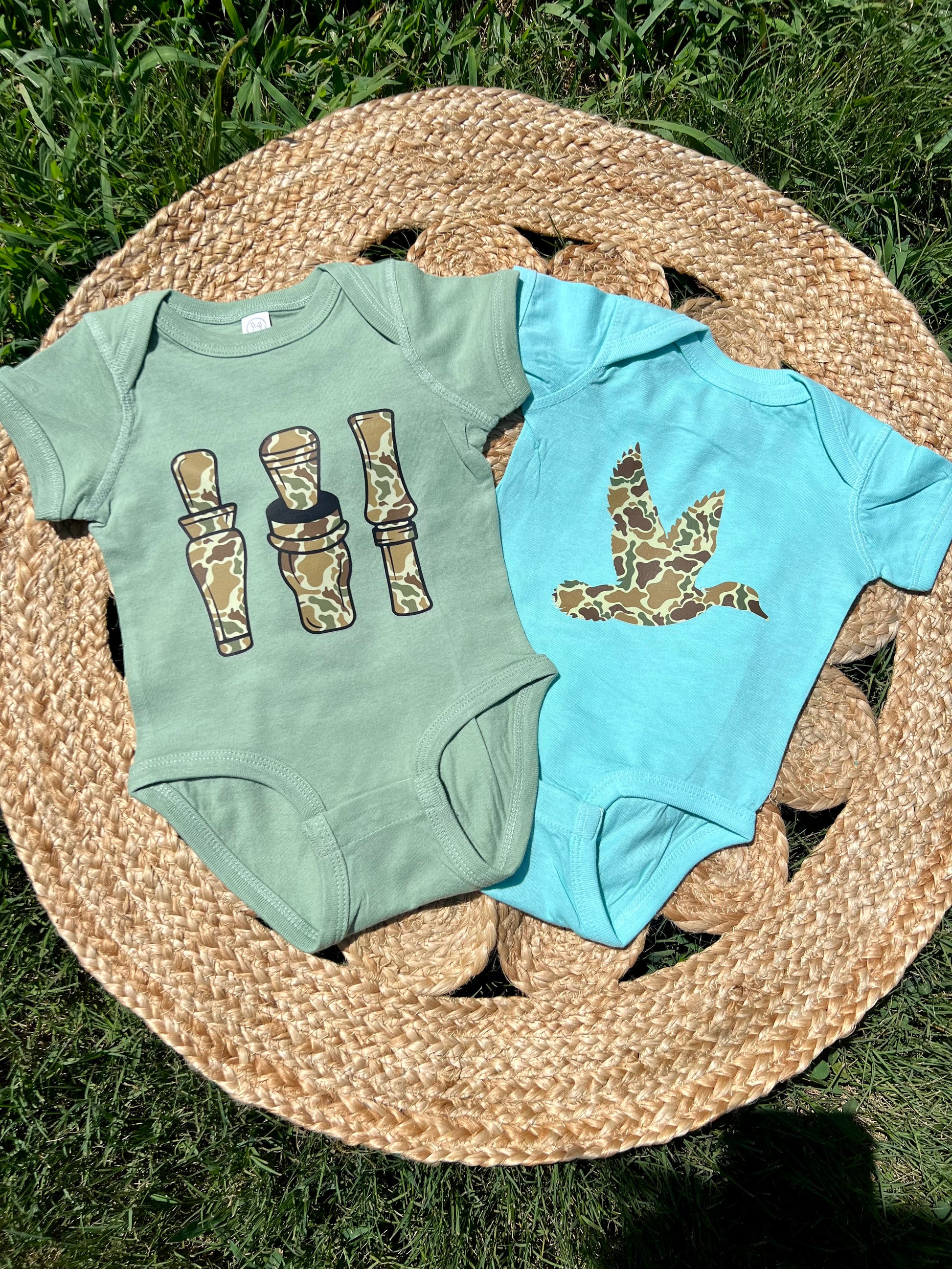 Camo Duck Calls Sage Onesie
