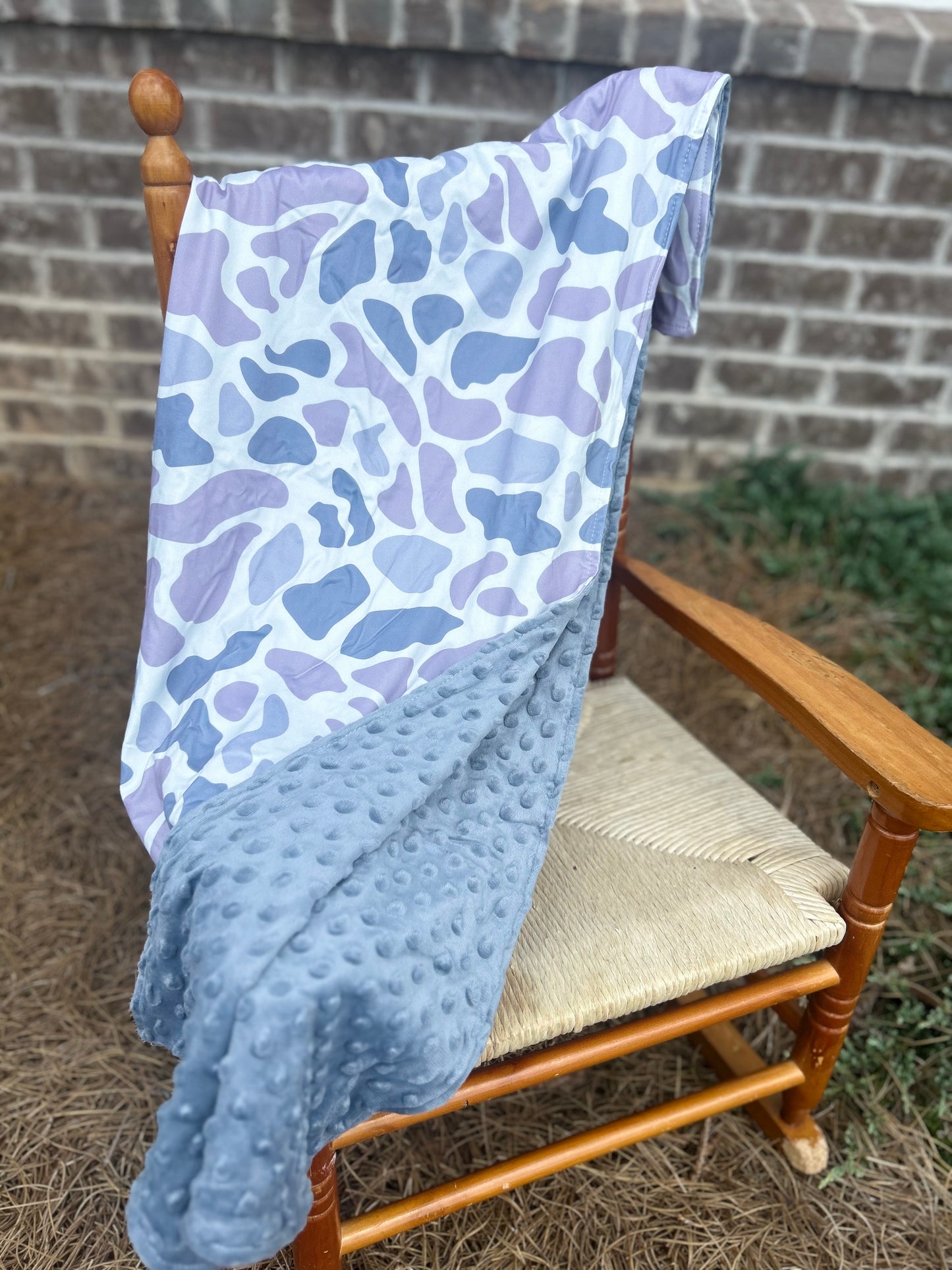 Grey Camo Minky Blanket