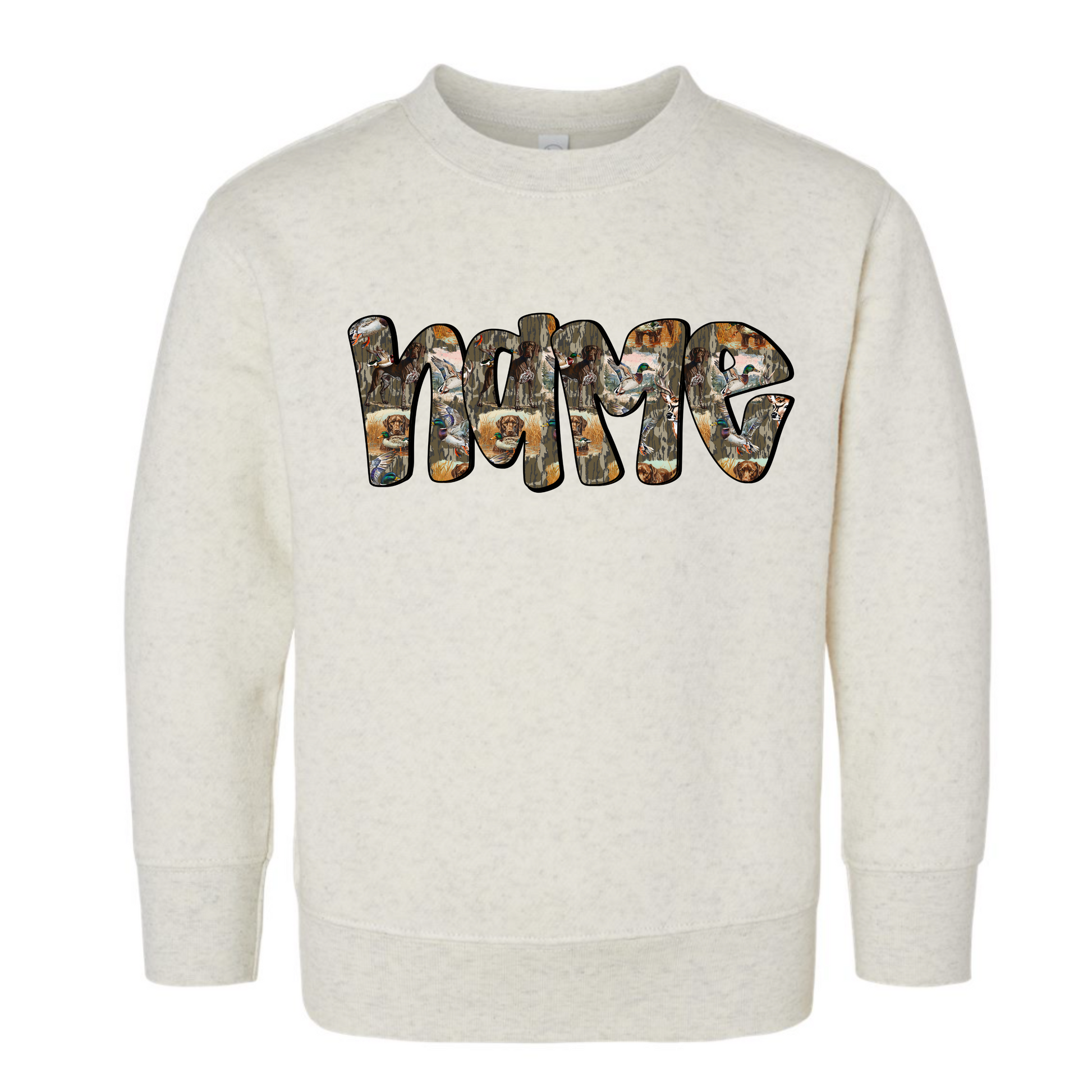 Camo Hunting Dog Name Crewneck - Custom