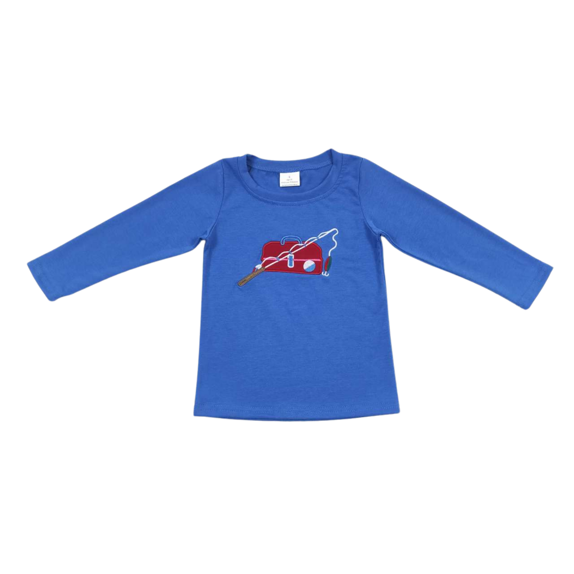 Blue Embroidered Tackle Box LS Top