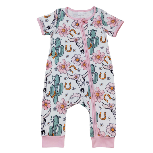 Pink Western Girls Zippy Romper