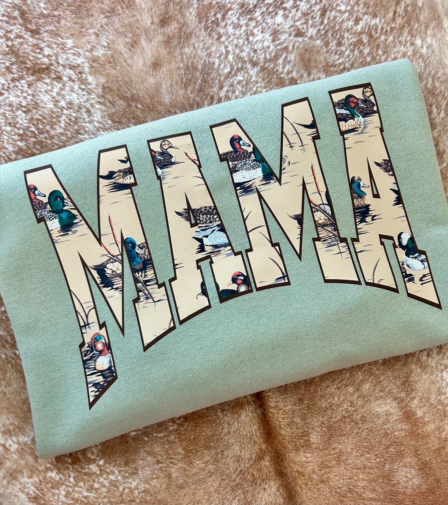 Duck Print MAMA Crewneck - Light Green