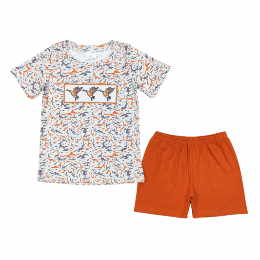 Orange Camo Embroidered Duck Set