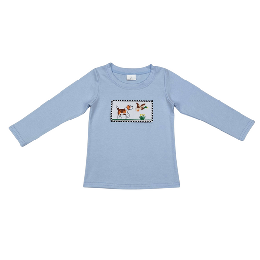 Embroidered Dog & Duck LS Shirt