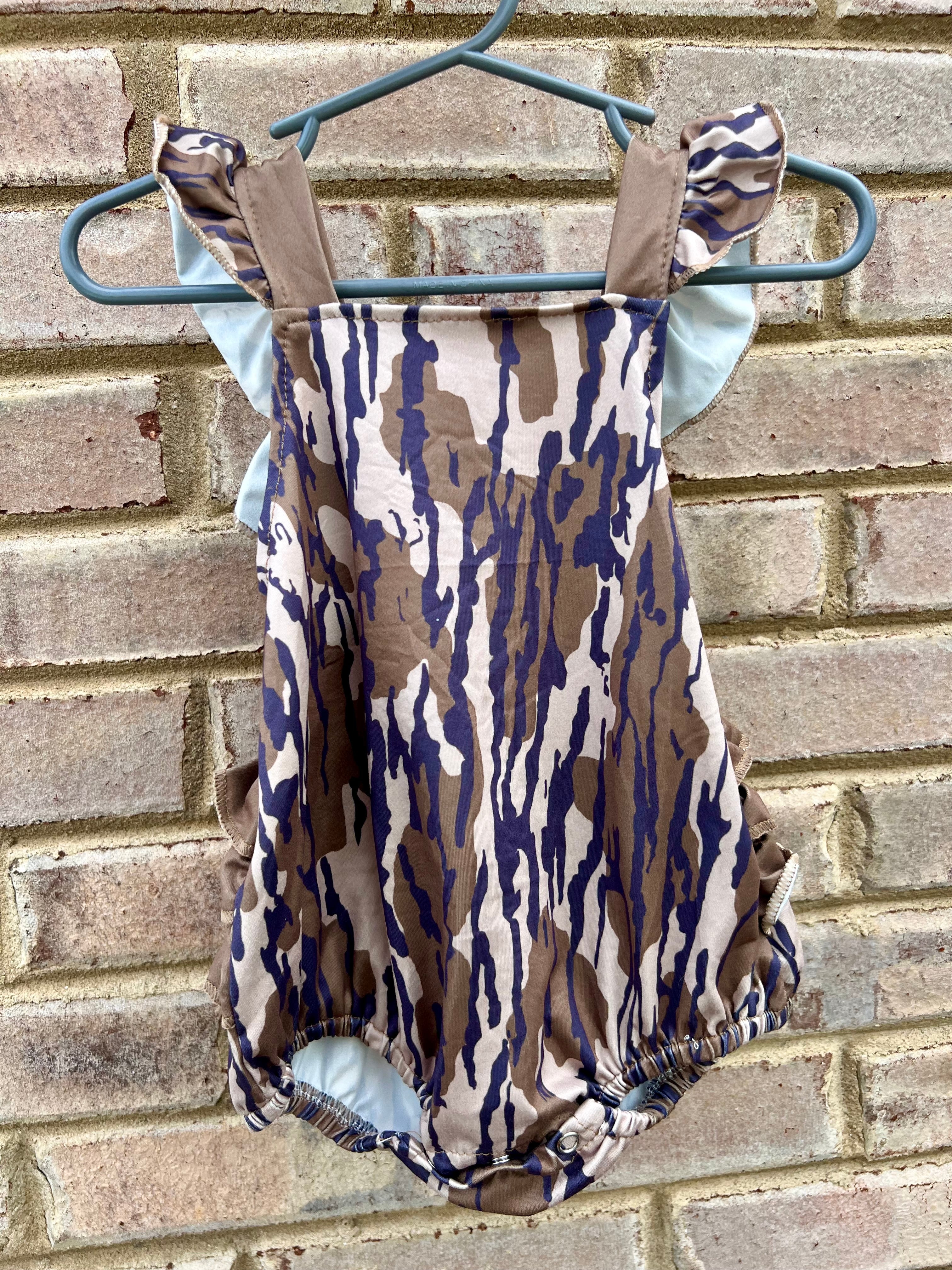 Dark Camo Ruffle Romper