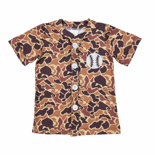 Camo Embroidered Baseball Button Up