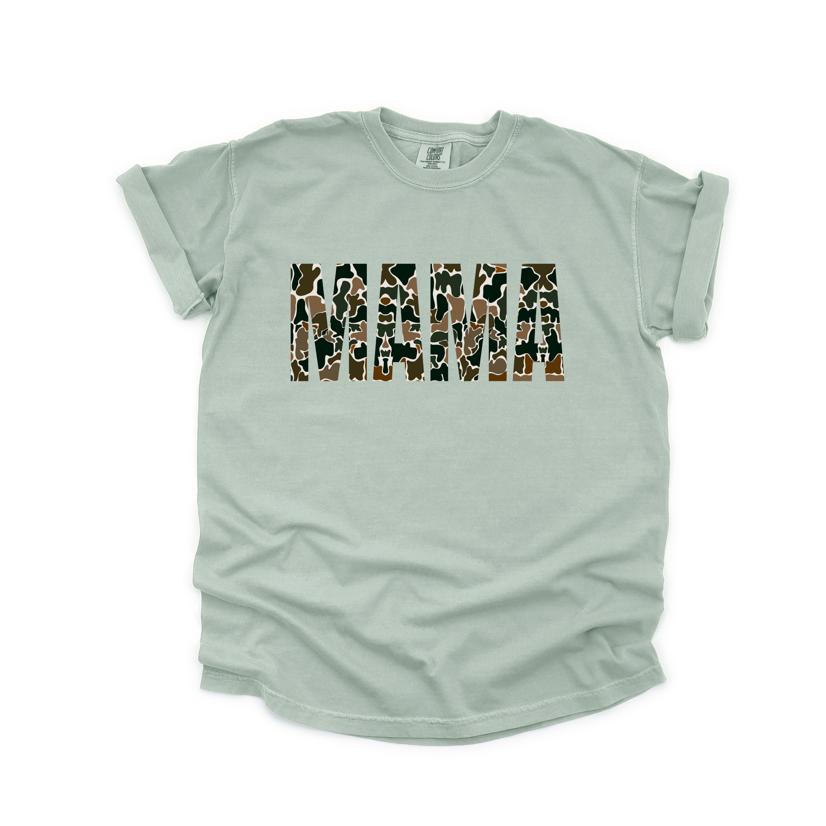 Retro Camo MAMA Comfort Colors tee - Bay