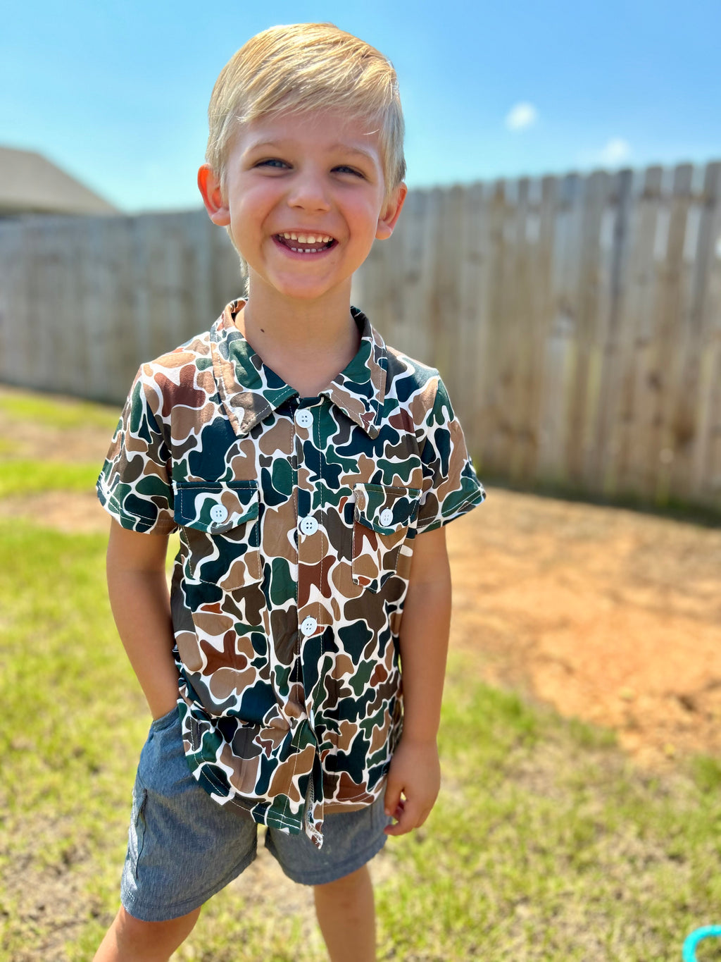 Retro Camo Button Up