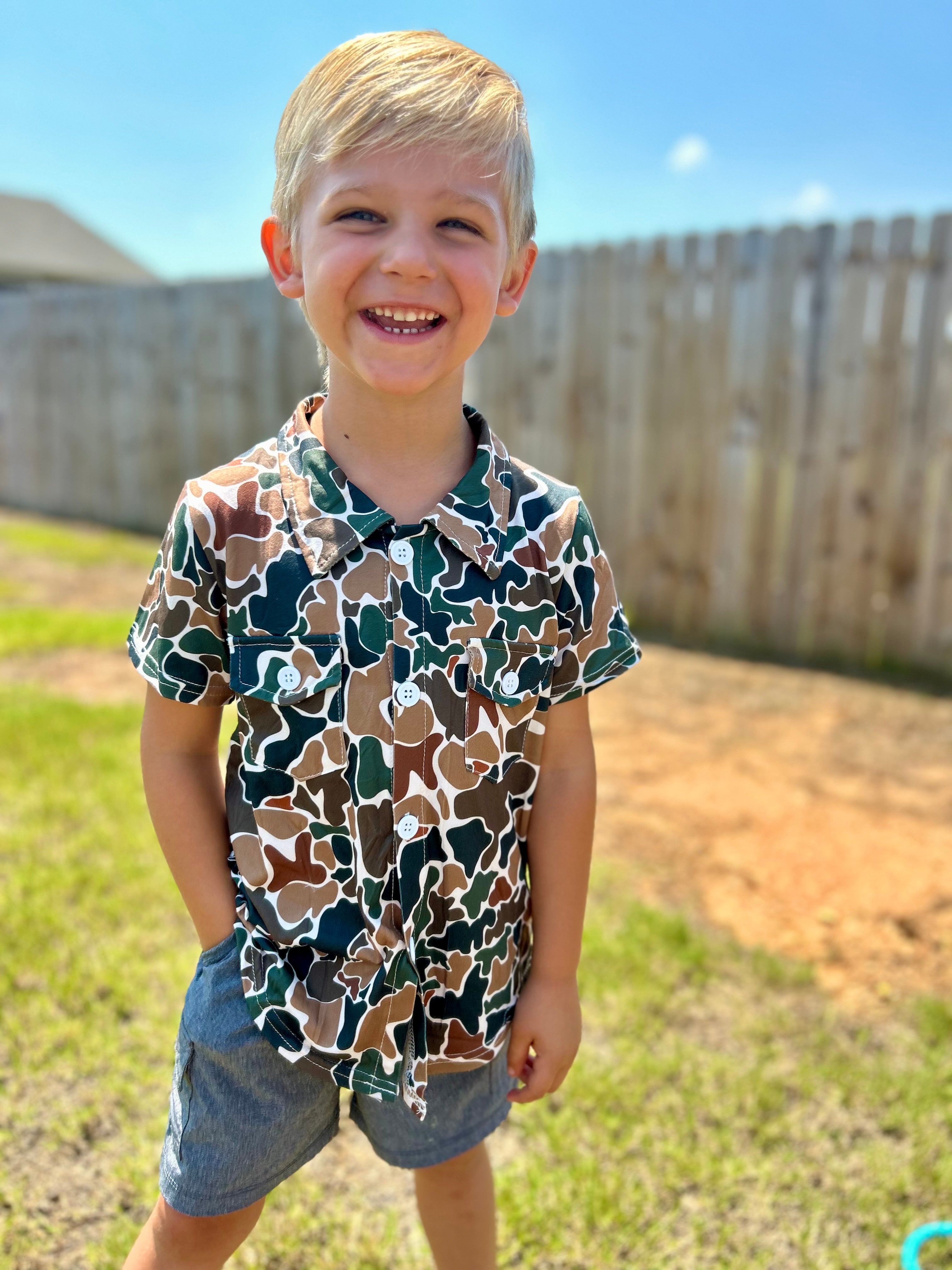 Retro Camo Button Up