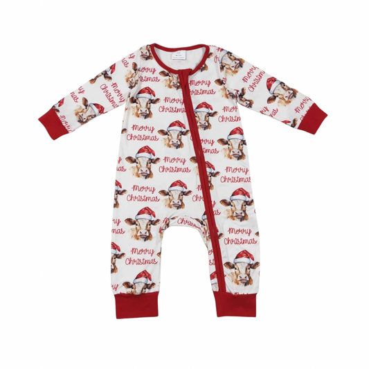 Merry Christmas Cow Romper