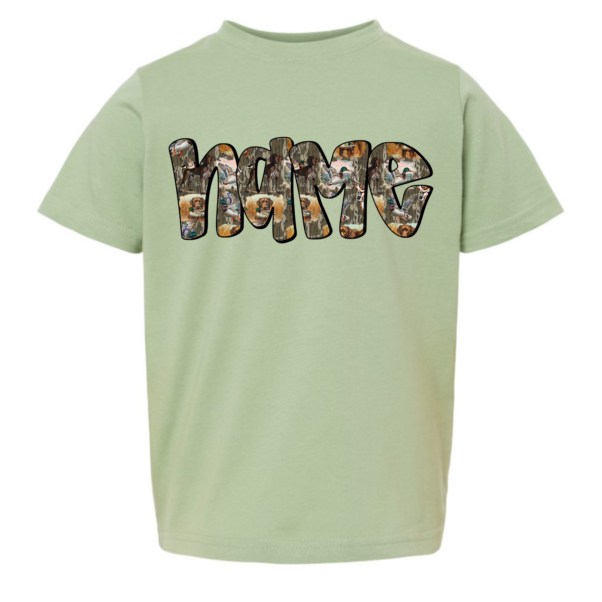Camo Hunting Dog Name Tee - Custom