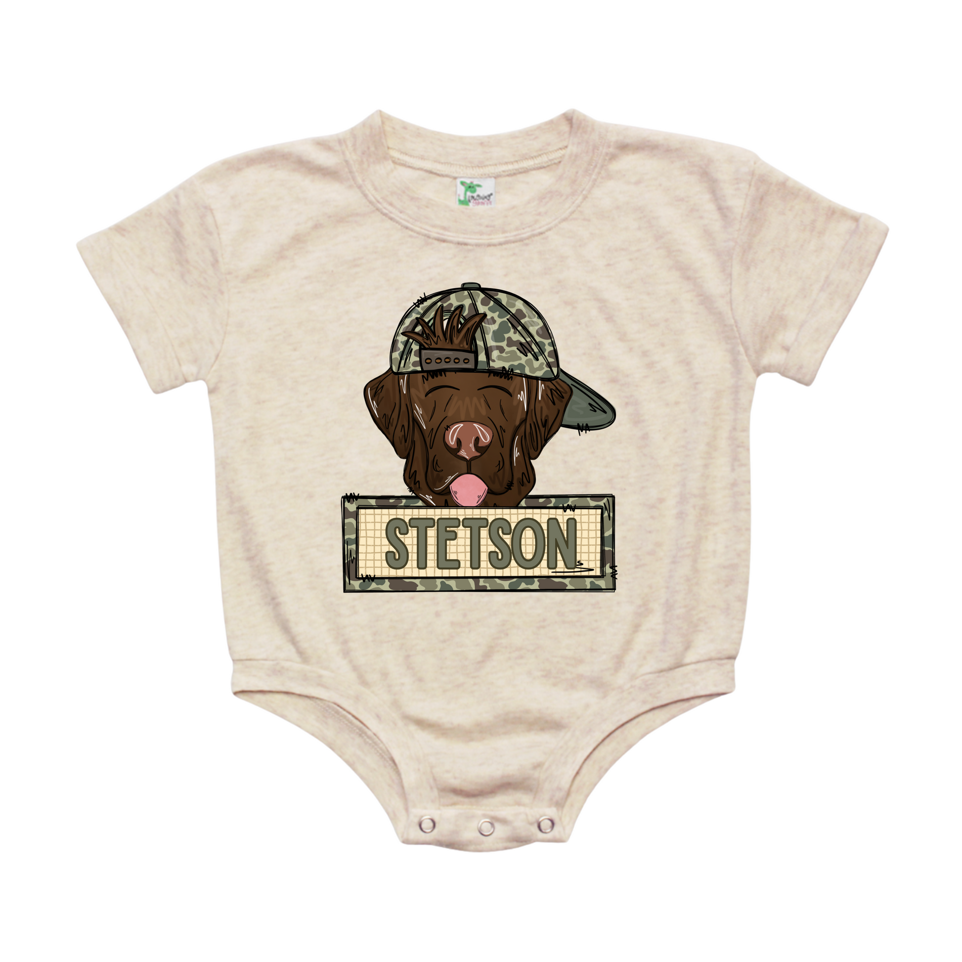 Chocolate Lab Camo Hat Name Plate Bubble - Custom