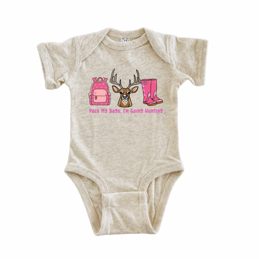 Pack My Bags Hunting Onesie - girls