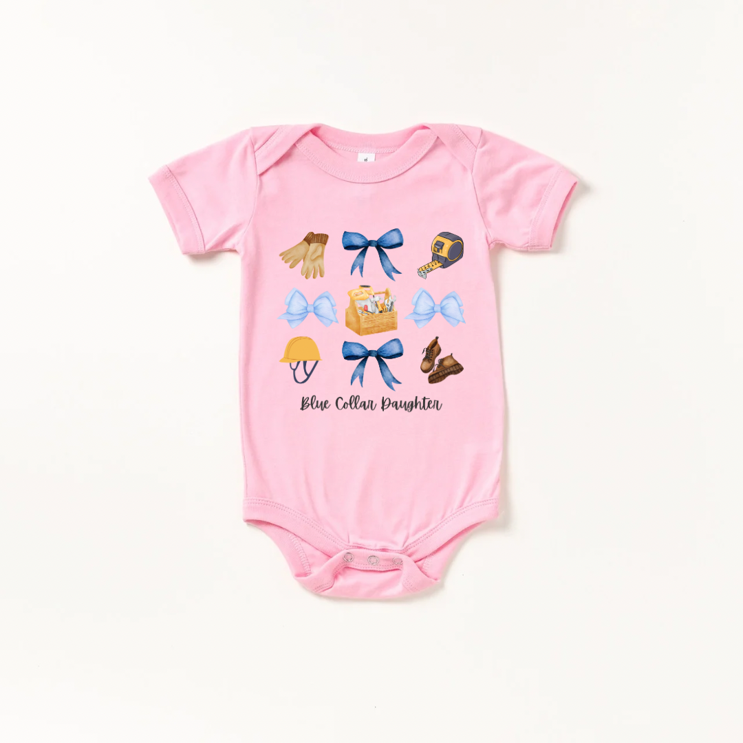 Blue Collae Daughter Pink Onesie