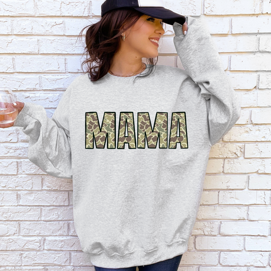 Old School Camo Mama Crewneck - Gildan
