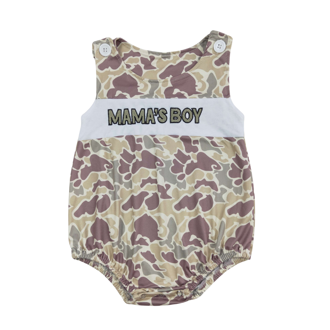 Camo Embroidered Mama’s Boy Romper